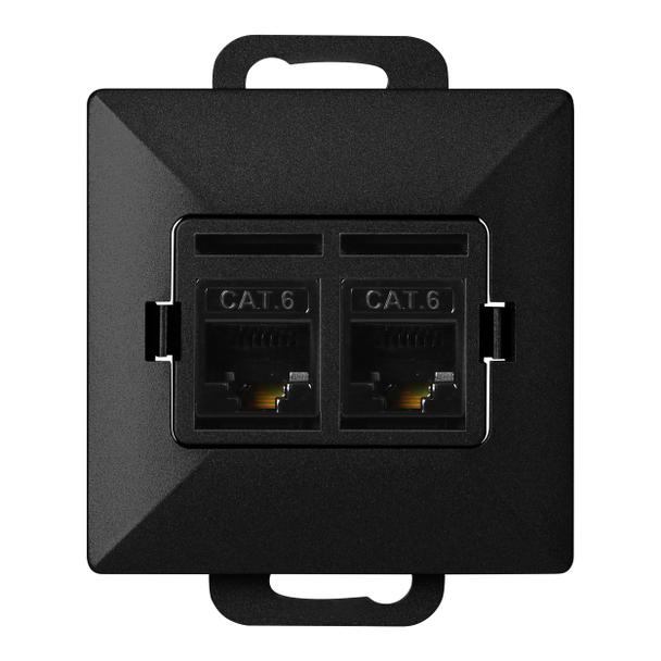 Gniazdo 2xRJ45 Cat5 Pearl, RJ45-5CAT/P2, czarny