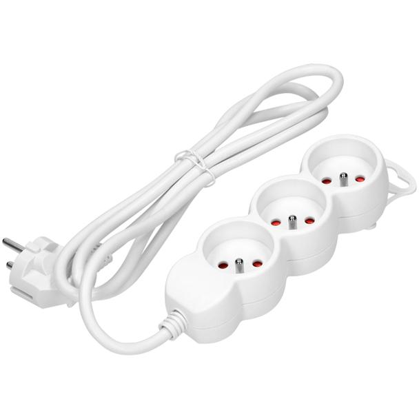 Przedłużacz 3x2P+Z,1,4m, 3x1mm2, biały