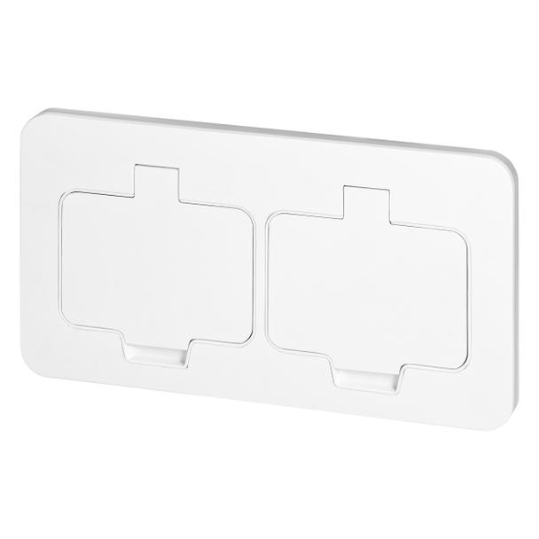 Hermetyczne gniazdo elektryczne podwójne, prostokątne, IP55, 2x2P+Z(French), białe