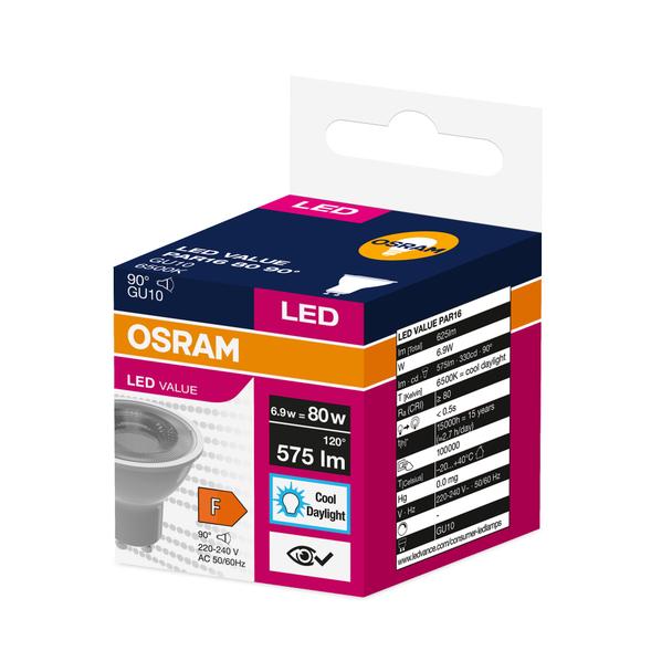 Lampa LED VALUE PAR16 80 90 6,9W/865 230V GU10 BK
