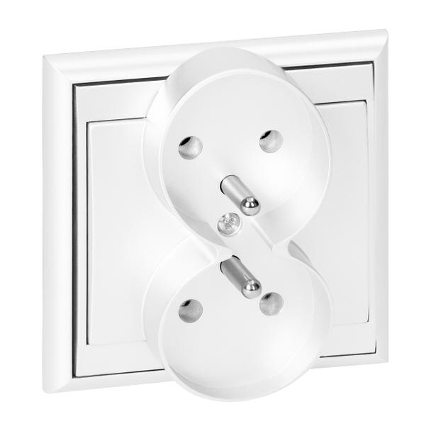 Gniazdo podwójne podtynkowe 2x2P+Z Luna, 16A, 250V, PT-6LR, biały