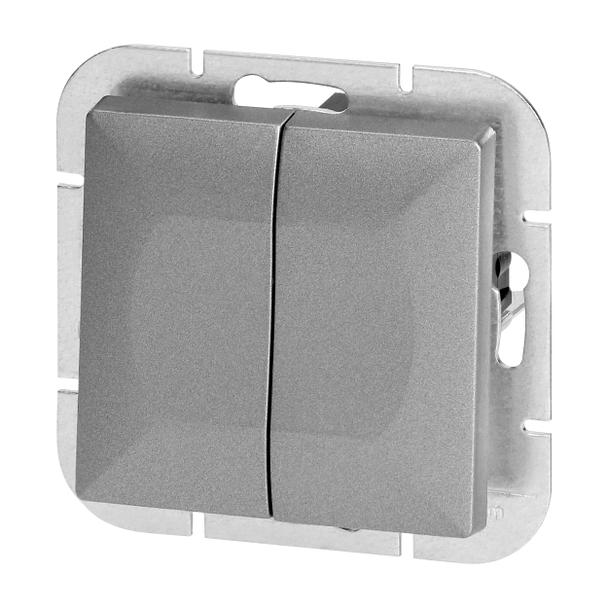 Łącznik podtynkowy świecznikowy Pearl, 10A, 250V, WP-2P, srebrny