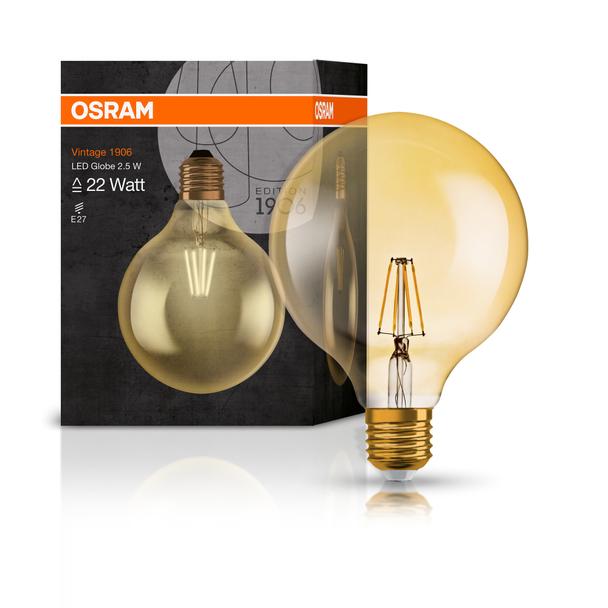 Żarówka LED Vintage 1906 LED CL GLOBE125 FIL GOLD 22 non-dim 2,5W/825 E27 4058075808980 LEDVANCE