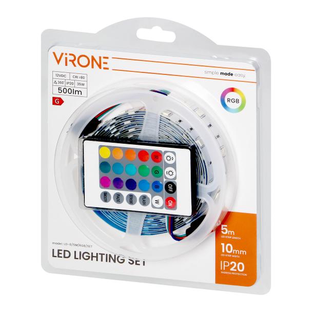 Zestaw taśma LED 12V 5050 100 30L 7.2W/m IP20 RGB 5m +Sterownik RGB +Zasilacz 12V