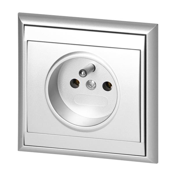 Gniazdo pojedyncze podtynkowe 2P+Z Luna, 16A, 250V, PT-16L, srebrny