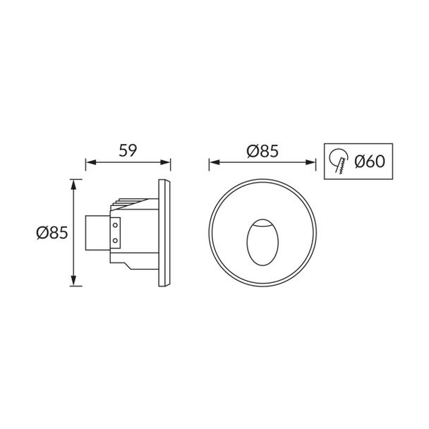 Ideus oczko ścienne schodowe LED Azyl C 1,6W 70lm 4000K białe IP54 03905