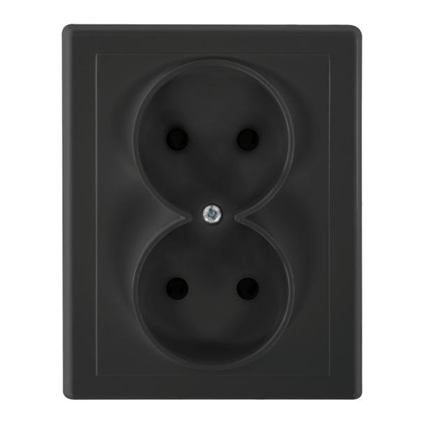 Gniazdo podwójne podtynkowe 2x2P Malta, 16A, 250V, PT-5M, czarny mat