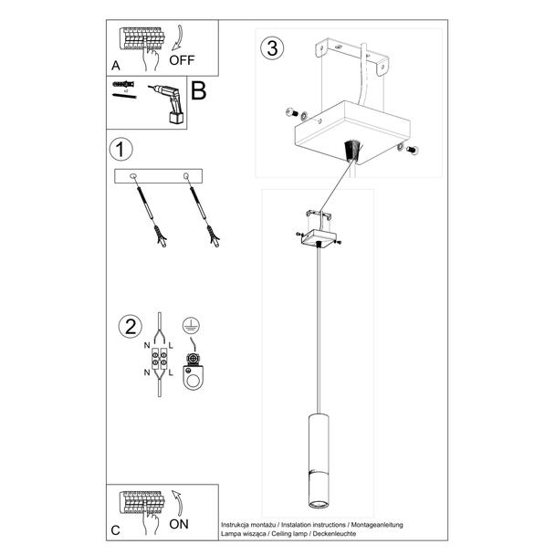 Sollux Lampa wisząca LOOPEZ 1 czarny/złoty SL.0952