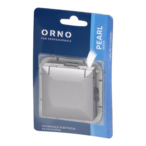 Gniazdo pojedyncze podtynkowe 2P+Z Schuko bryzgoszczelne z klapką Pearl, 16A, 250V, PT-17PH, antracy