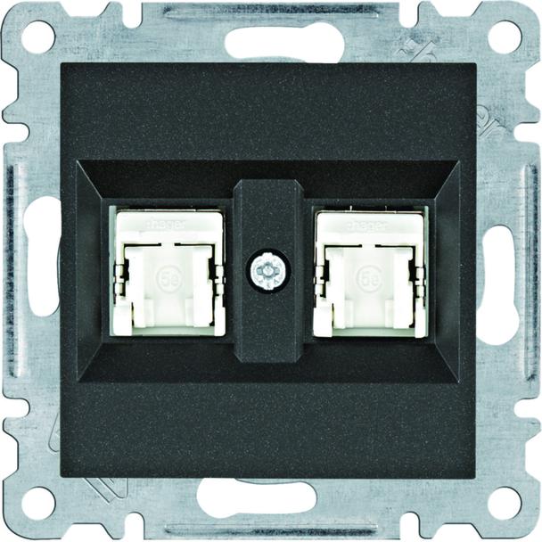 lumina Gniazdo komputerowe podwójne RJ45 kat.5e FTP, czarny WL2143 HAGER