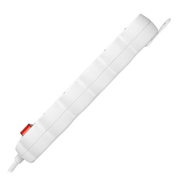 Przedłużacz 5-krotny 2P+Z (Schuko) z wyłącznikiem, 1,5m H05VV-F 3x1,5mm2, Imax=16A, płaska wtyczka,