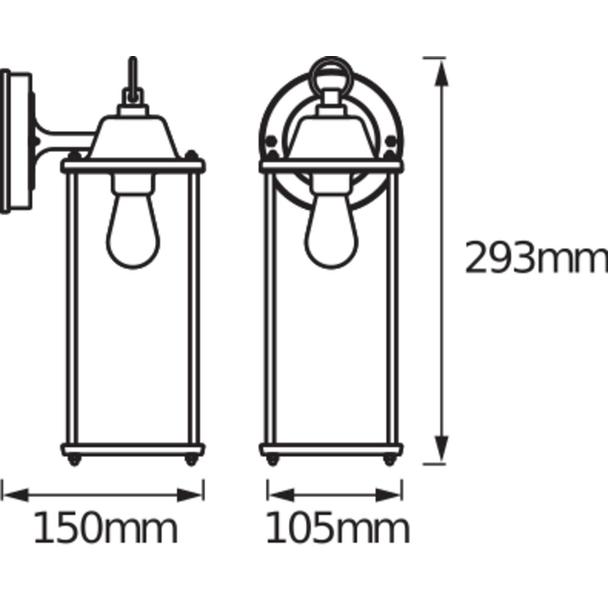 ENDURA CLASSIC LANTERN SQ M E27 BK LEDV Oprawa zewnętrzna