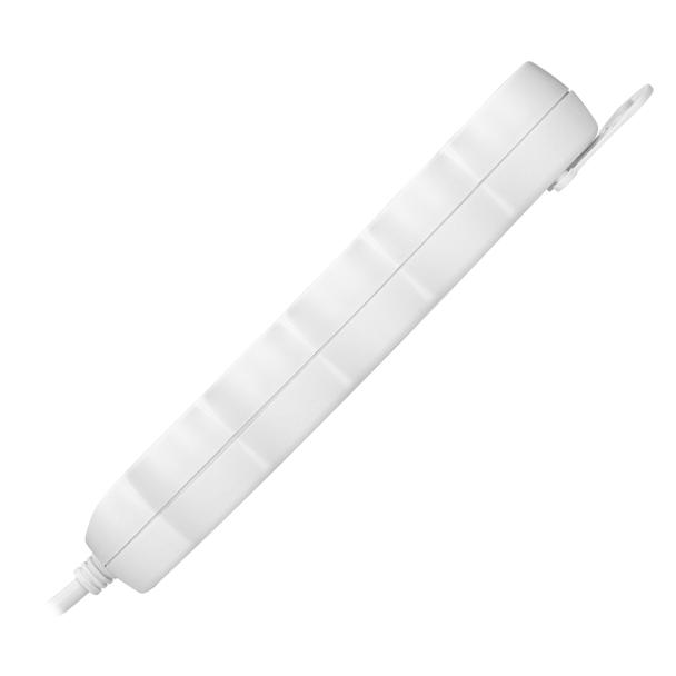 Przedłużacz 5-krotny 2P+Z (Schuko), 3m H05VV-F 3x1,5mm2, Imax=16A, płaska wtyczka, biały