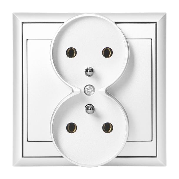 Gniazdo podwójne podtynkowe 2x2P+Z Luna, 16A, 250V, PT-6LR, biały