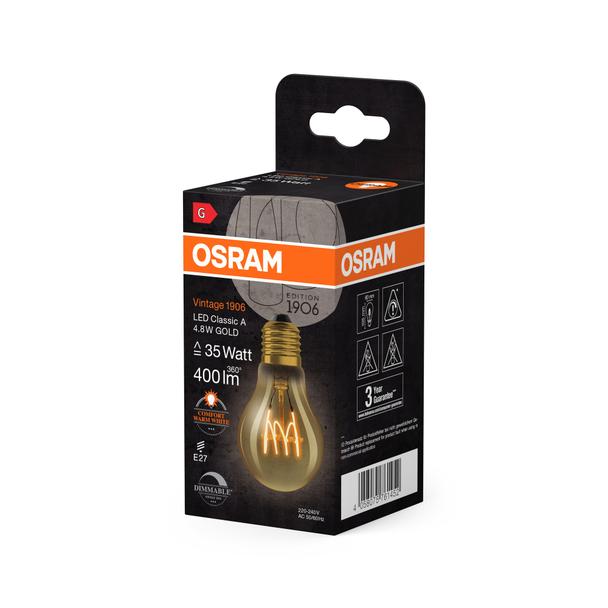 Lampa LED Vintage 1906 CL A Filament szkło przezroczyste GOLD 25 dim 3,4W 824 E14