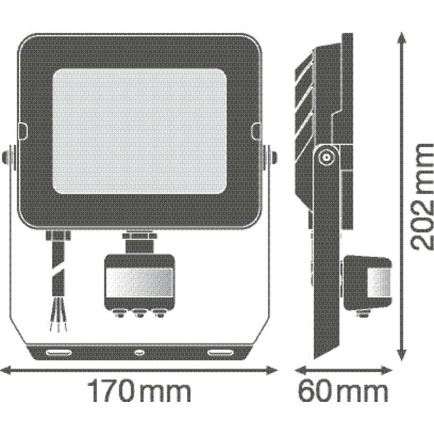 Naświetlacz LED FLOOD COMPACT SENSOR V 50W 830 SYM 100 BK 4058075575301 LEDVANCE