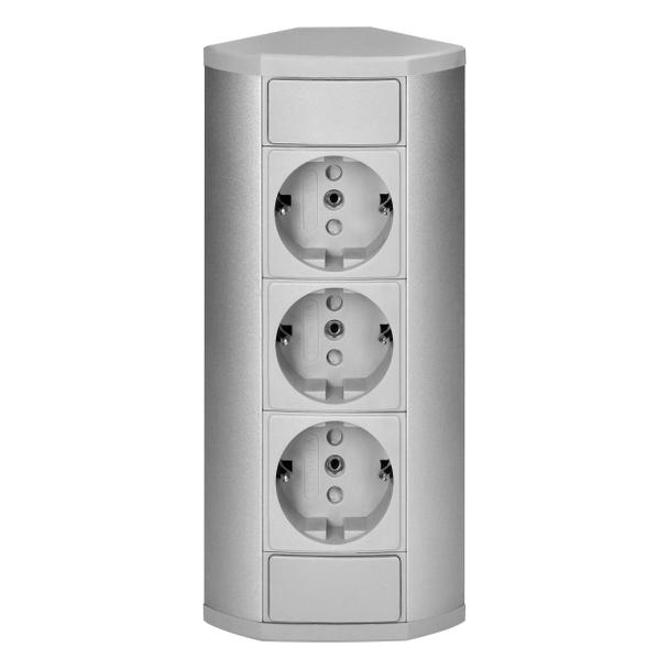 Gniazdo meblowe 3x2P+Z (Schuko), szaro-srebrne