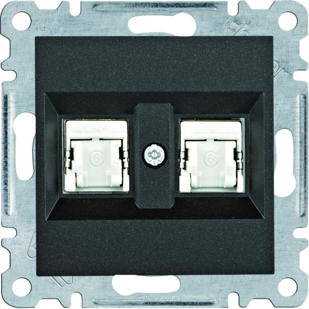 lumina Gniazdo komputerowe podwójne RJ45 kat.6 FTP, czarny WL2183 HAGER