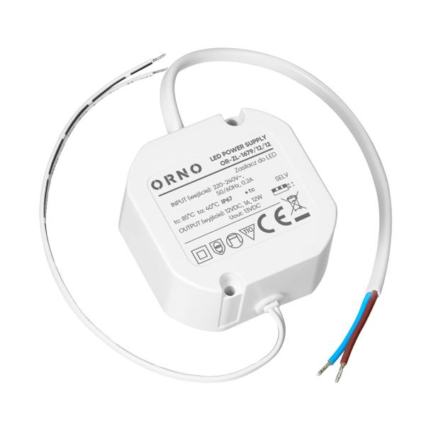 Zasilacz LED, dopuszkowy, 12V, 12W, IP67, plastikowa obudowa