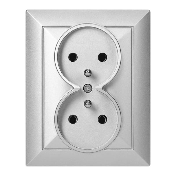 Gniazdo podwójne podtynkowe 2x2P+Z Pearl, 16A, 250V, PT-6 P, srebrny