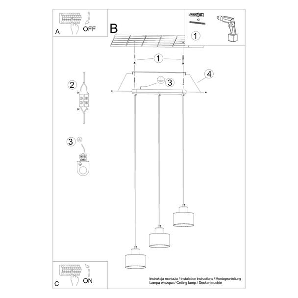 Sollux Lampa wisząca SAVAR 3 czarna SL.1133