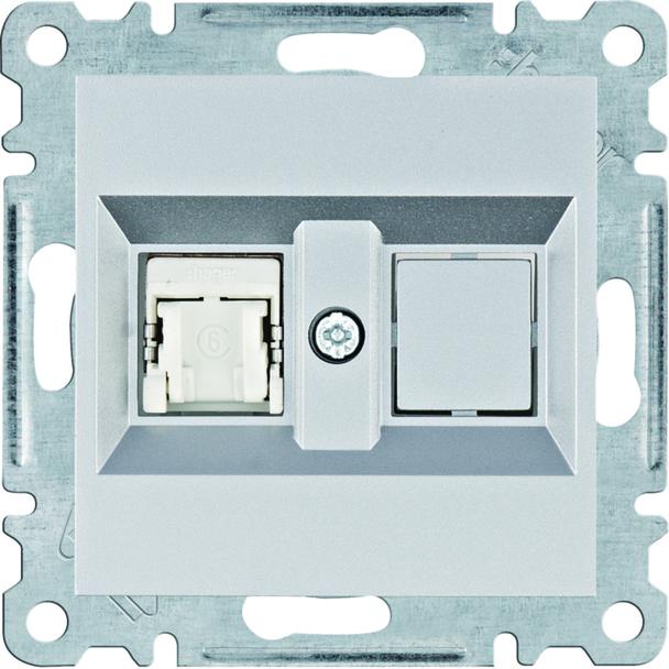 lumina Gniazdo komputerowe pojedyczne RJ45 kat.6 FTP, srebrny WL2172 HAGER