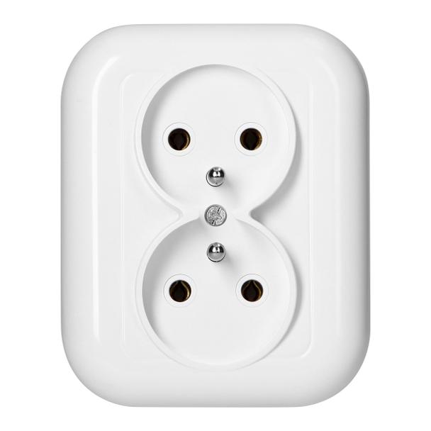 Gniazdo podwójne podtynkowe 2x2p+Z 16A, 250V, FAN, biały
