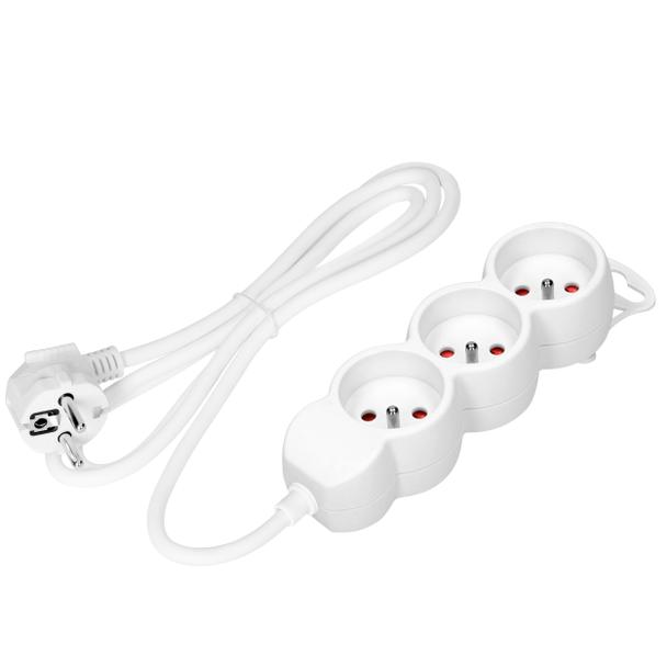 Przedłużacz 3x2P+Z,1,4m, 3x1mm2, biały