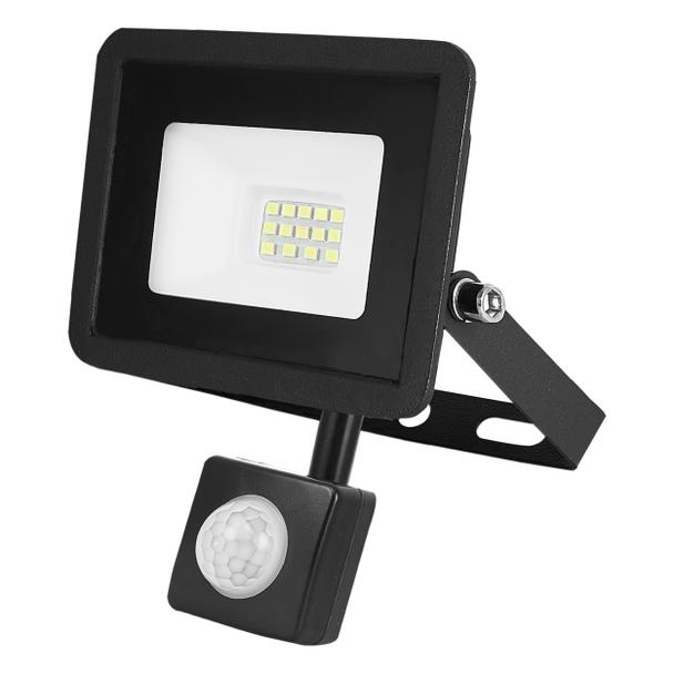 ALLED 10W Naświetlacz LED z PIR, 850lm, IP44, 4000K, Alu+szkło
