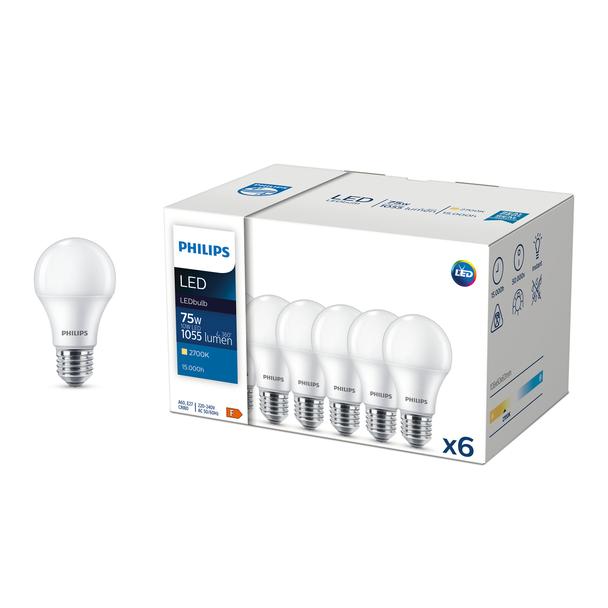 Żarówka LED 10W=75W 1055lm 2700K barwa ciepła kulka 10-75W A60 E27 827 6CT PHILIPS