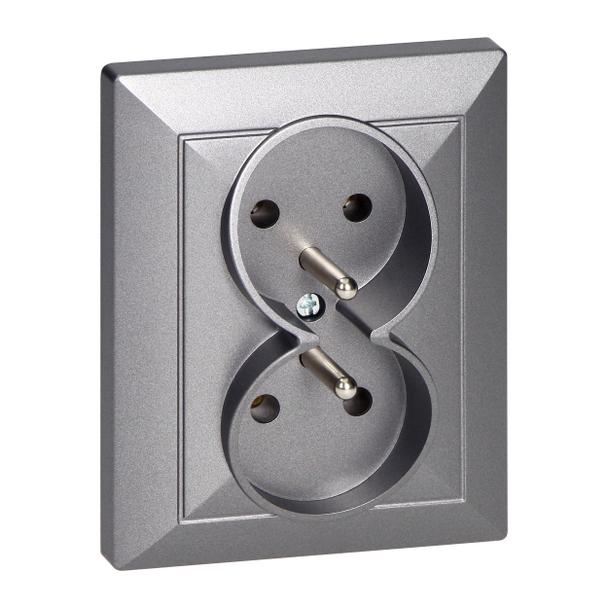 Gniazdo podwójne podtynkowe 2x2P+Z Pearl, 16A, 250V, PT-6 P, antracyt