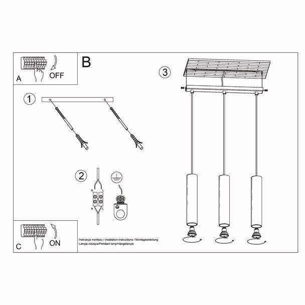 Sollux Lampa wisząca LAGOS 3L czarny SL.0329