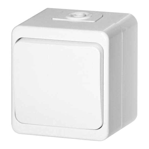 Łącznik zwierny natynkowy 10A, 250V, światło/dzwonek IP44, SMART, biały