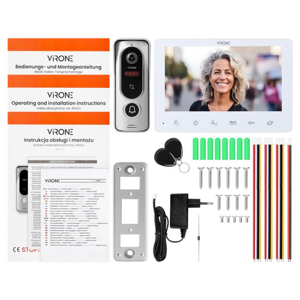 ANGU, zestaw wideodomofonowy 4-żyłowy, bezsłuchawkowy, monitor 7" LCD, z kamerą 800TVL, z czytnikiem
