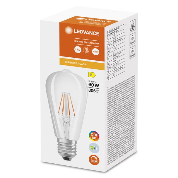 LED COMFORT SUPERIOR CL Edison FIL 60 dim 5,8W 940 E27 LEDVANCE