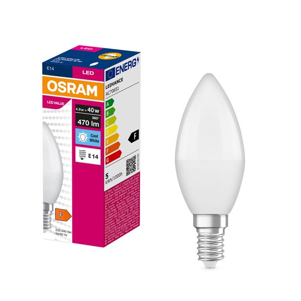Żarówka LED E14 4,9/40W 470lm 200° 4000K neutralna biel VALUE OSRAM