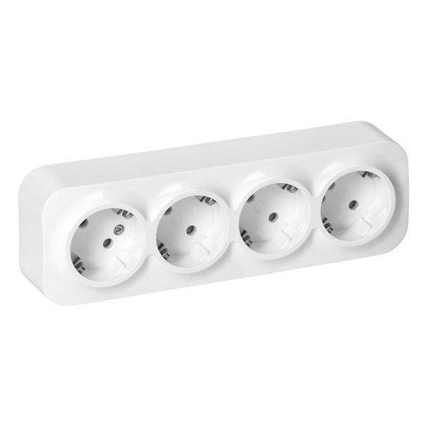 Gniazdo poczwórne natynkowy ToDo 2P+Z Schuko IP20, 16A, 230V AC, 16A, 230V AC, biały, 8 sztuk