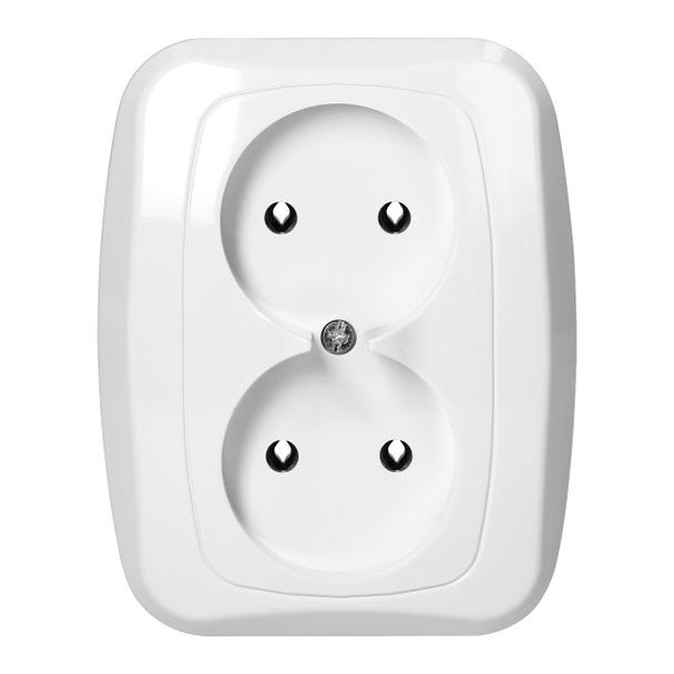 Gniazdo podwójne podtynkowe 2x2p 16A, 250V, ATUT, biały