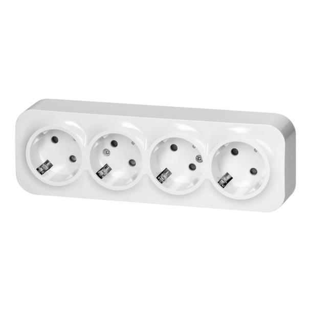 Gniazdo poczwórne natynkowy ToDo 2P+Z Schuko IP20, 16A, 230V AC, 16A, 230V AC, biały, 8 sztuk