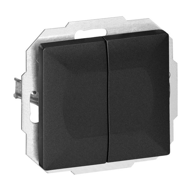 Łącznik podtynkowy schodowy podwójny Pearl, 10A, 250V, WP-2/5P, czarny