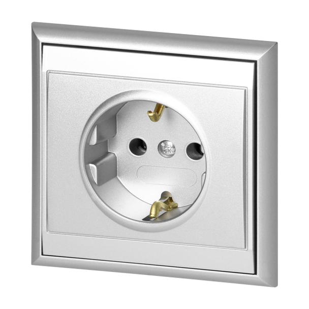 Gniazdo pojedyncze podtynkowe 2P+Z, Schuko Luna, 16A, 250V, PT-17L, srebrny