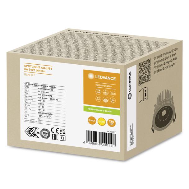 SPOT ADJ P 8W 927 PS DIM IP20 BK LEDVANCE