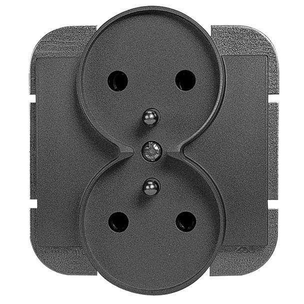 Gniazdo podwójne podtynkowe 2x2P+Z Onyx, 16A, 250V, PT-6OR, czarny