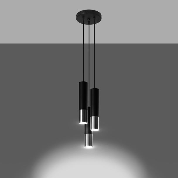 Sollux Lampa wisząca LOOPEZ 3P czarny/chrom SL.0943