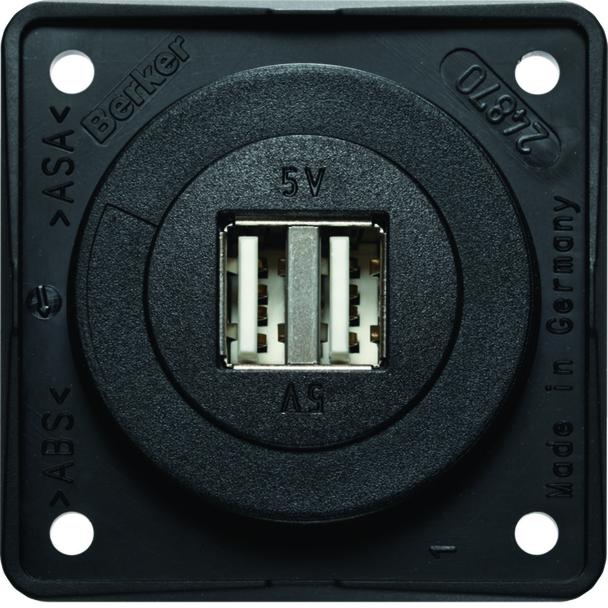 Integro Gniazdo USB ładowania podwójne, 12V, 3A; antracyt mat, mechanizm czarny