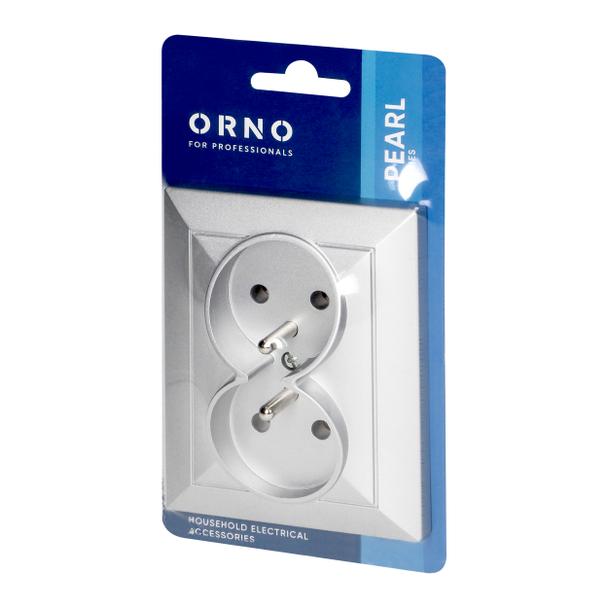Gniazdo podwójne podtynkowe 2x2P+Z Pearl, 16A, 250V, PT-6 P, srebrny