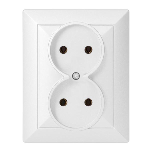 Gniazdo podwójne podtynkowe 2x2P Pearl, 16A, 250V, PT-5 P, biały