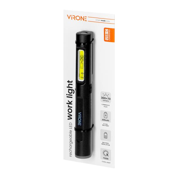 Latarka warsztatowa LED, 5+3W, 300lm+70lm, 600mAh, magnes, klips