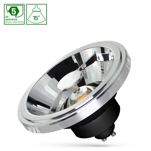 Żarówka LED AR111 GU10 230V 12W COB 15ST WW b. ciepła CZARNY 5 lat gw. Spectrum LED