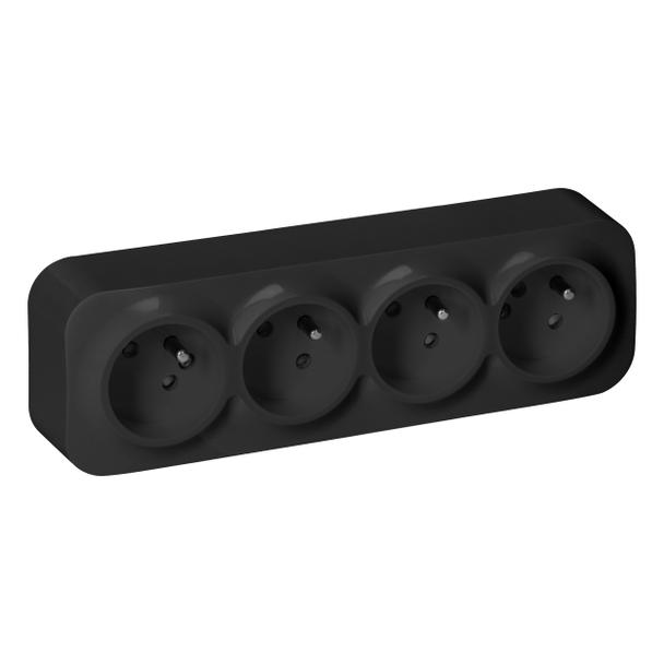 Gniazdo poczwórne natynkowy ToDo 2P+Z IP20, 16A, 230V AC, 16A, 230V AC, czarny